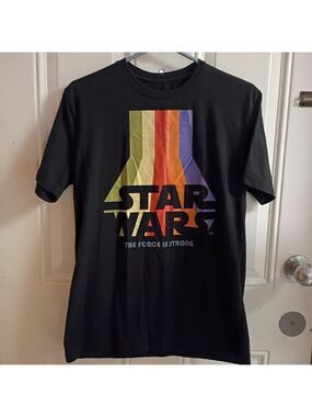 2/$10 Star Wars Black T-Shirt with Rainbow Logo Medium